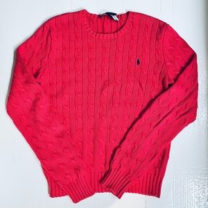 Ralph Lauren Sport Salmon Color Cable Knit Sweater Size M